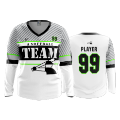 3292 FD Womens V-Neck Longsleeve A-SOFTBALL-TEAM-2-FLO INK + $5