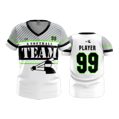 3292 FD Womens V-Neck A-SOFTBALL-TEAM-2-FLO INK + $5
