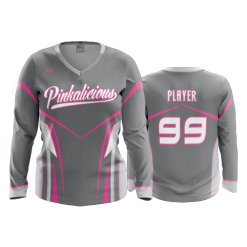 2847 FD Womens V-Neck Longsleeve PINKALICIOUS-GREY-2