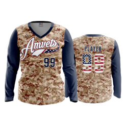 2701 FD Womens V-Neck Longsleeve AMVETS-1