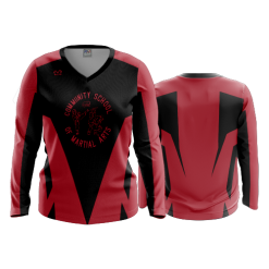 3340 FD Womens V-Neck Longsleeve COMMUNITY-OF-MARTIAL-ARTS-RED