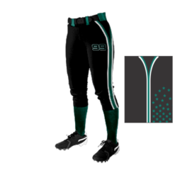 3170 FD Girls Fastpitch Pant Black w/ Teal Stars