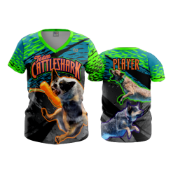 2838 FD Womens V-Neck TEAM-CATTLESHARK-1-FLO INK + $5