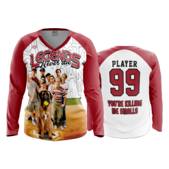 3447 FD Womens V-Neck Longsleeve POPSLO-LEGENDS-NEVER-DIE
