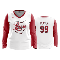 3474 FD Womens V-Neck Longsleeve LASERS-RED-08-2