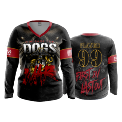 3493 FD Womens V-Neck Longsleeve POPSLO-DOGS-OF-WAR