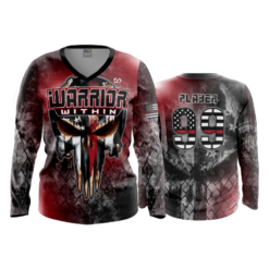 3494 FD Womens V-Neck Longsleeve POPSLO-RED-WARRIORS