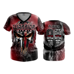 3494 FD Womens V-Neck POPSLO-RED-WARRIORS