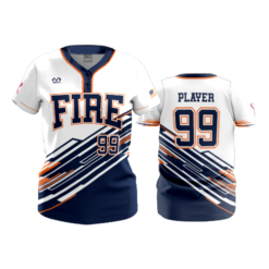 3543 FD WOMENS 2 BUTTON SCOOP NECK CL FIRE-FASTPITCH-2