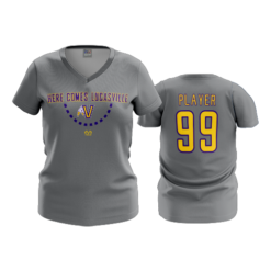 3549 FD Womens V-Neck LUCASVILLE-HERE-COMES