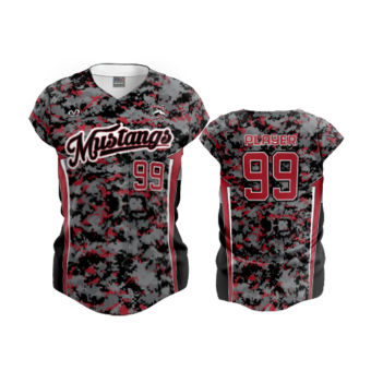 3591 FD Womens Full Button Capsleeve WESTFALL-MUSTANGS-1