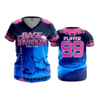 3571 FD Womens V-Neck POPSLO-BASEINVADERS-ORIG