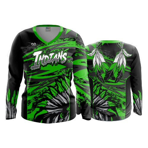 3635 WOMENS V NECK LONGSLEEVE WESTERN-INDIANS-WRESTLING