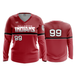 3643 WOMENS V NECK LONGSLEEVE HILLSBORO-INDIANS-2023-1
