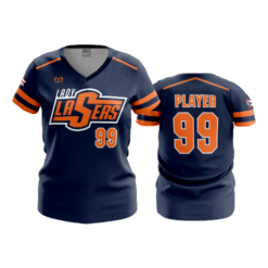 2909 WOMENS V NECK LASERS-ORANGE-2023-1