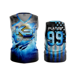 3675 WOMENS V NECK SLEEVELESS KB-SOFTBALL-1
