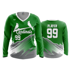 3674 WOMENS V NECK LONGSLEEVE CARDINALS-1