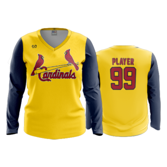 3674 WOMENS V NECK LONGSLEEVE CARDINALS-3