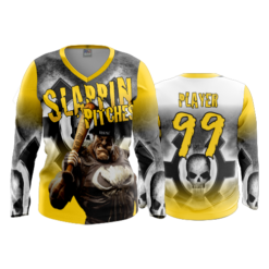 3682 WOMENS V NECK LONGSLEEVE SLAPPIN-PITCHES-2