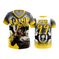 3682 WOMENS V NECK SLAPPIN-PITCHES-2