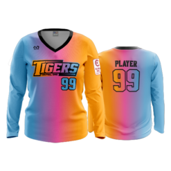 2573 WOMENS V NECK LONGSLEEVE CENTRAL-OHIO-TIGERS-BLEND-1