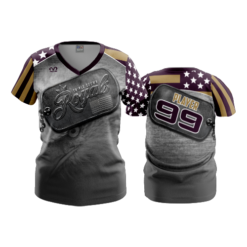 3638 WOMENS V NECK TRIPLE-CROWN-ROYALS-USA-1