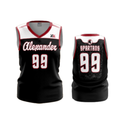 3720 UNISEX SQMESH BASKETBALL 1 PLY VNECK ALEXANDER-SPARTANS