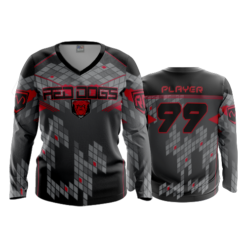 3464 WOMENS V NECK LONGSLEEVE RED-DOGS-2023-1