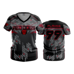 3464 WOMENS V NECK RED-DOGS-2023-1