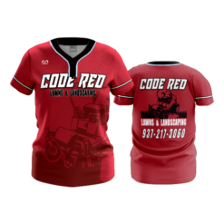 3637 WOMENS 2 BUTTON SCOOP NECK CODE-RED-LAWNS