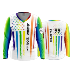 2828 WOMENS V NECK LONGSLEEVE BEER-MONEY-PRIDE-WHITE
