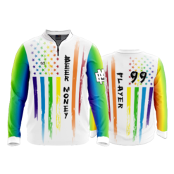2828 QUARTER ZIP BATTING JACKET LONGSLEEVE BEER-MONEY-PRIDE-WHITE
