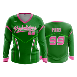2847 WOMENS V NECK LONGSLEEVE PINKALICIOUS-GREEN-1