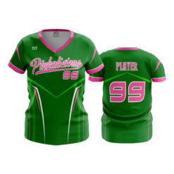 2847 WOMENS V NECK PINKALICIOUS-GREEN-1