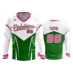 2847 WOMENS V NECK LONGSLEEVE PINKALICIOUS-GREEN-2