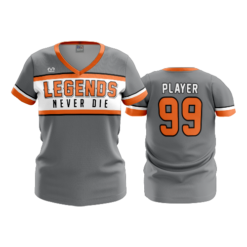 3741 WOMENS V NECK LEGENDS-NEVER-DIE-1