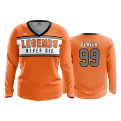 3741 WOMENS V NECK LONGSLEEVE LEGENDS-NEVER-DIE-2