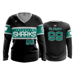3605 WOMENS V NECK LONGSLEEVE COL-SHARKS-2023-3