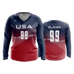 3744 WOMENS V NECK LONGSLEEVE USA-1
