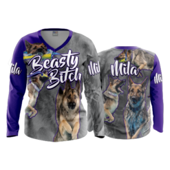 3739 WOMENS V NECK LONGSLEEVE BEASTY-BITCH-1