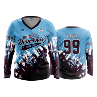 3769 WOMENS V NECK LONGSLEEVE OHIO-DIAMONDS-1