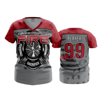 3753 WOMENS V NECK CORNING-FIRE-1