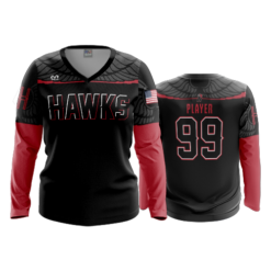 3283 WOMENS V NECK LONGSLEEVE REDHAWKS-BLACK-12U-3