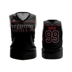 3283 WOMENS V NECK SLEEVELESS REDHAWKS-BLACK-12U-3