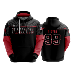 3283 UNISEX FLEECE HOODY REDHAWKS-BLACK-12U-3