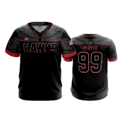 3283 MENS 2 BUTTON SCOOP NECK REDHAWKS-BLACK-12U-3