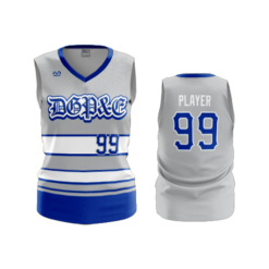 1986 WOMENS V NECK SLEEVELESS DGP&E-GREY-ROYAL-WHITE