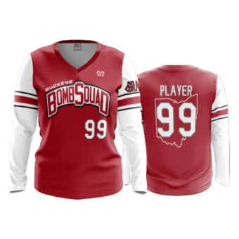 3486 WOMENS V NECK LONGSLEEVE BUCKEYE-BOMB-SQUAD-3