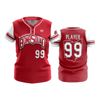 3486 WOMENS 2 BUTTON SCOOP NECK BUCKEYE-BOMB-SQUAD-3