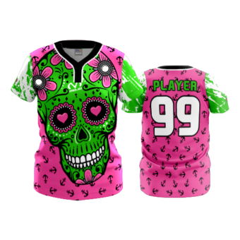 3781 WOMENS 2 BUTTON SCOOP NECK SUGAR-SKULL-POP-SLO